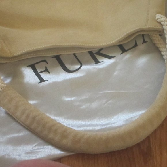 Y2K Furla Italy Ivory Suede & Rope Slouch Purse Handbag w Dust Bag - Picture 14 of 16